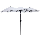 easycomfort easycomfort ombrellone da giardino doppio inclinabile con apertura a manovella 295x152x222cm bianco