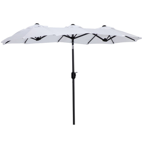 easycomfort easycomfort ombrellone da giardino doppio inclinabile con apertura a manovella 295x152x222cm bianco
