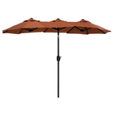 easycomfort easycomfort ombrellone da giardino doppio inclinabile con apertura a manovella 295x152x222cm rosso
