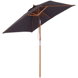 easycomfort easycomfort ombrellone da giardino inclinabile 2x1 5 m con 6 stecche e palo in legno di abete grigio scuro