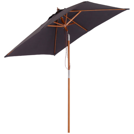 easycomfort easycomfort ombrellone da giardino inclinabile 2x1 5 m con 6 stecche e palo in legno di abete grigio scuro