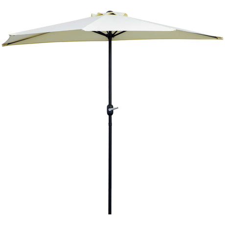 easycomfort easycomfort ombrellone da terrazza a mezzaluna con apertura a manovella e palo a 2 sezioni 2 6x1 35 m beige