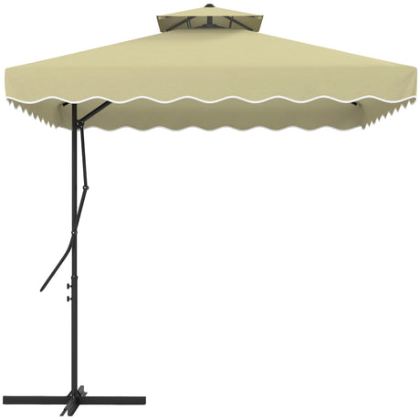 easycomfort easycomfort ombrellone decentrato 2 5x2 5 m con base a croce e apertura a manovella in metallo e poliestere beige