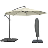 easycomfort easycomfort ombrellone decentrato a 6 stecche con manovella e base a croce in metallo e poliestere 292x247 cm beige
