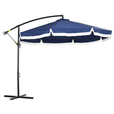 easycomfort easycomfort ombrellone decentrato a 8 stecche con base a croce in acciaio e poliestere 295x260 cm blu scuro