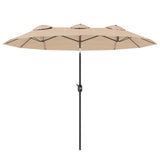 easycomfort easycomfort ombrellone doppio inclinabile a 45 con manovella e prese daria in acciaio e poliestere 285x147x227 cm caffe