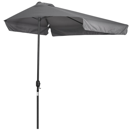 easycomfort easycomfort ombrellone semicircolare da parete 2 5x2 3m con apertura a manovella in metallo e poliestere grigio