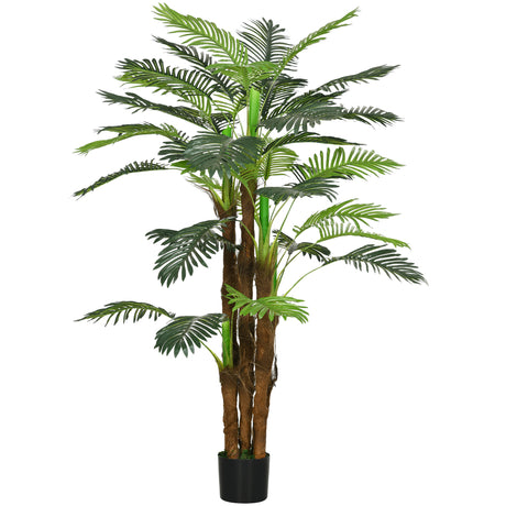 easycomfort easycomfort palma artificiale verde da 160 cm in vaso con 36 foglie in pe e cemento per interno ed esterno
