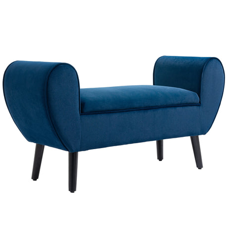easycomfort easycomfort panca contenitore imbottita per interno in tessuto vellutato con braccioli 118x42x66cm blu