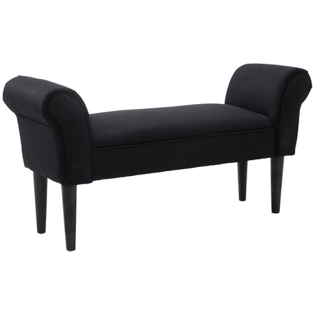 easycomfort easycomfort panca fondo letto imbottita con braccioli arrotolati 102x35x51cm nero