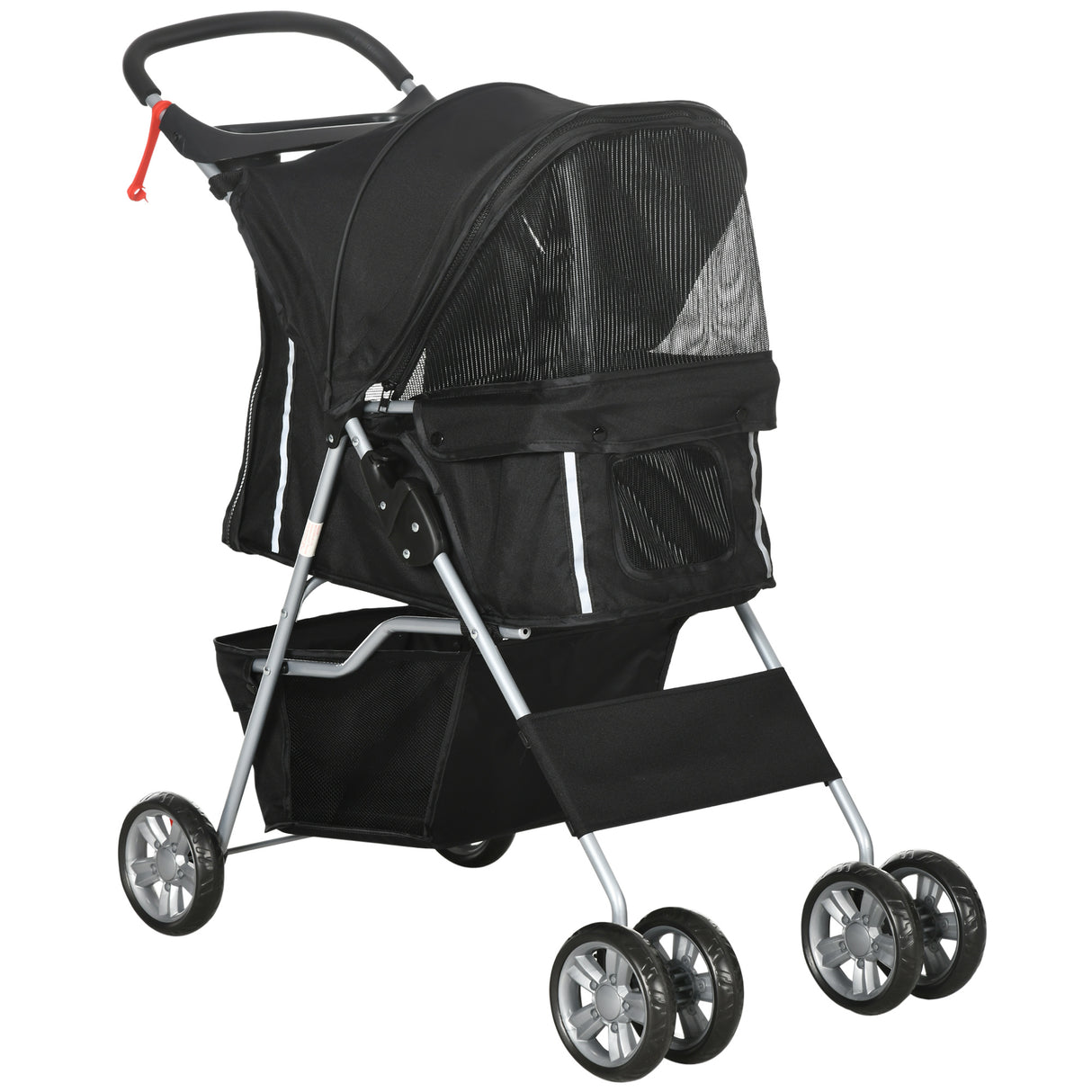easycomfort easycomfort passeggino per cani pieghevole con cestino e portabicchiere peso max 10 kg 75x45x97cm nero