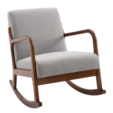 easycomfort easycomfort poltrona a dondolo imbottita design vintage in legno e poliestere grigio per interni ufficio soggiorno 64x86x80cm ean 8054144132150