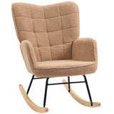 easycomfort easycomfort poltrona a dondolo imbottita in legno e acciaio con rivestimento boucle 71x98x101 cm marrone
