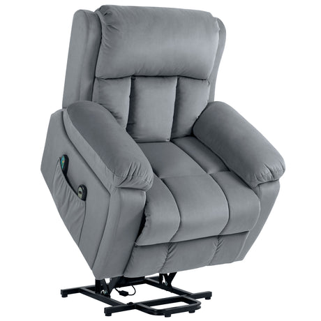 easycomfort easycomfort poltrona alzapersona a 8 punti massaggianti e tasca portaoggetti in finta pelle e acciaio 90x95x103 cm grigia