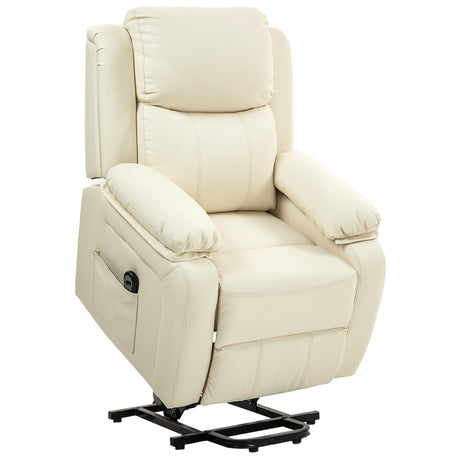 easycomfort easycomfort poltrona alzapersona reclinabile a 160 con poggiapiedi e telecomando in pelle pu e acciaio 76x90x105 cm crema