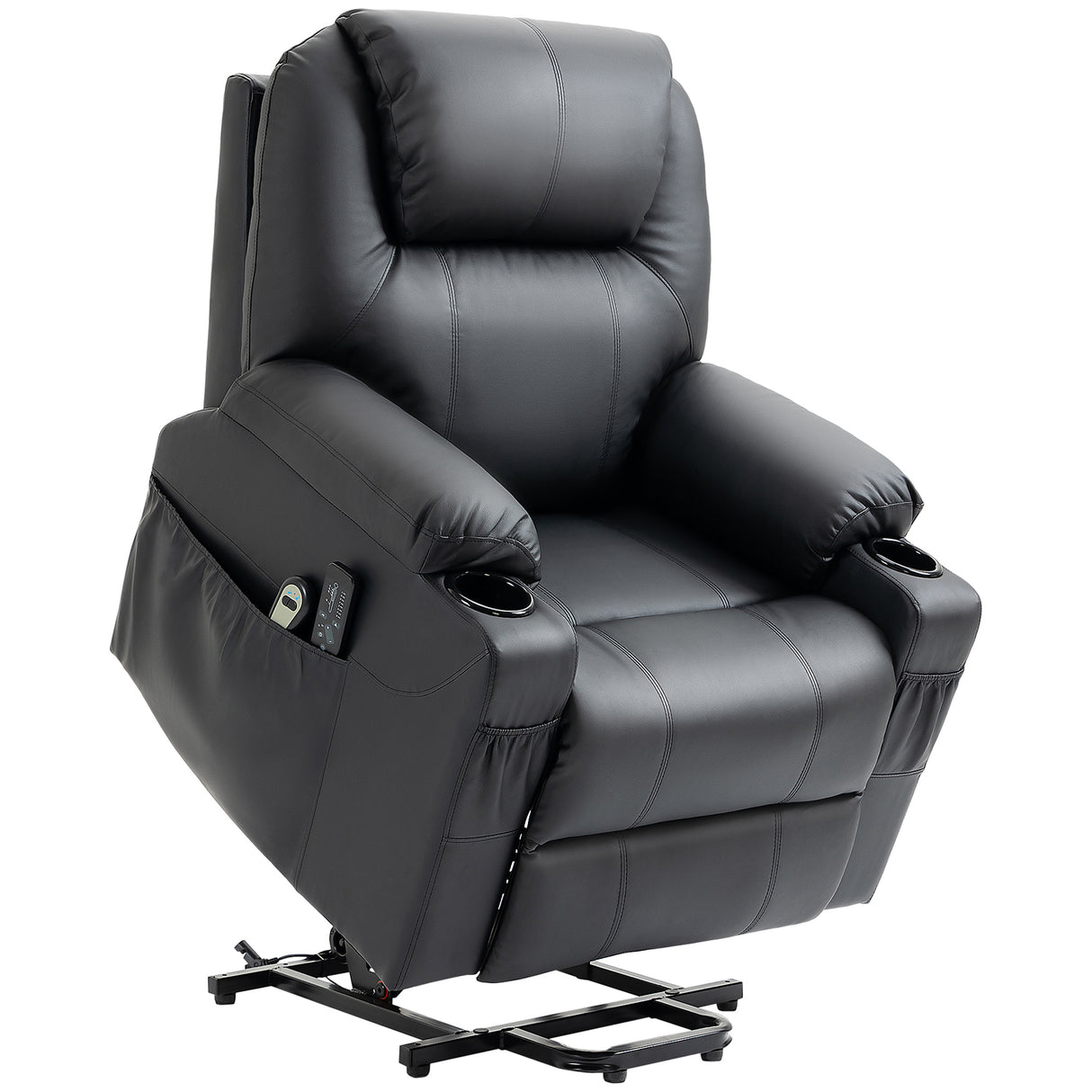 easycomfort easycomfort poltrona alzapersona reclinabile max 135 con 8 punti massaggianti e poggiapiedi 88x92x106 cm nero
