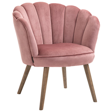 easycomfort easycomfort poltrona imbottita con schienale a conchiglia e gambe in legno poltrona in velluto per salotto e camera 66x66x78 5cm rosa