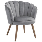 easycomfort easycomfort poltrona in velluto imbottita con schienale a conchiglia 66x66x78 5cm grigio