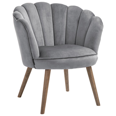 easycomfort easycomfort poltrona in velluto imbottita con schienale a conchiglia 66x66x78 5cm grigio