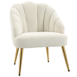easycomfort easycomfort poltrona in velluto imbottita con schienale a conchiglia e gambe in acciaio per camera e salotto 63x65x84cm crema