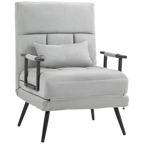 easycomfort easycomfort poltrona letto 3 in 1 con cuscino incluso in acciaio e poliestere 71x71x97 cm grigio chiaro