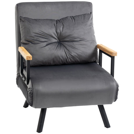 easycomfort easycomfort poltrona letto 3 in 1 con schienale reclinabile in 5 posizioni e cuscino 63x73x81 cm grigio scuro