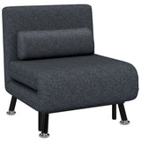 easycomfort easycomfort poltrona letto 3 in 1 con schienale regolabile e cuscino in tessuto effetto lino e acciaio grigio scuro
