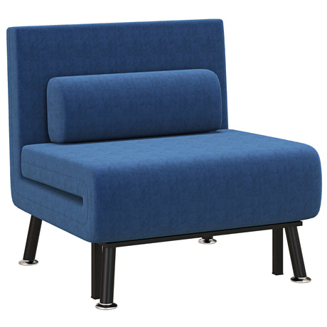 easycomfort easycomfort poltrona letto con schienale regolabile in 5 posizioni in tessuto effetto lino e acciaio 75x70x75 cm blu scuro