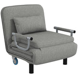 easycomfort easycomfort poltrona letto singolo e chaise longue in tessuto con schienale regolabile a 3 livelli grigio