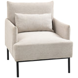 easycomfort easycomfort poltrona moderna darredo con cuscino extra in tessuto effetto lino e acciaio 73x81x82 cm bianco crema