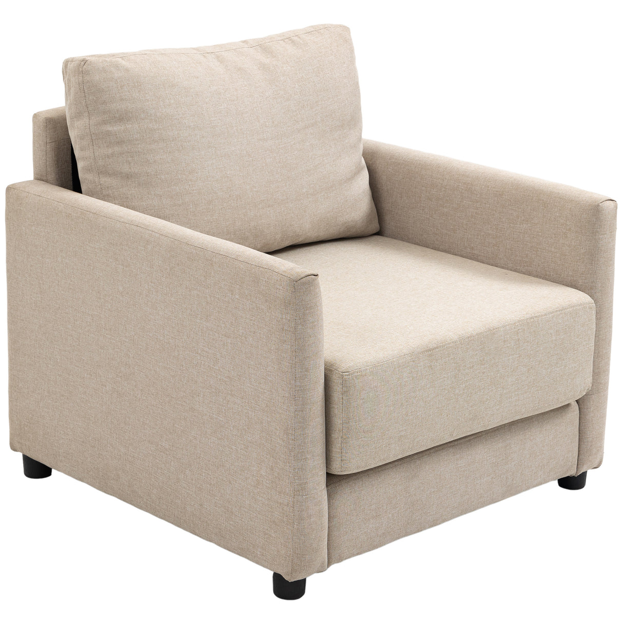 easycomfort easycomfort poltrona moderna in tessuto traspirante effetto lino con tasca interna 80x85x88 cm beige