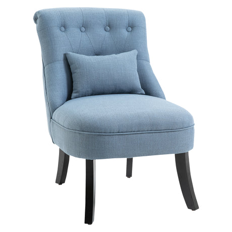 easycomfort easycomfort poltrona per salotto imbottita con cuscino in tessuto effetto lino e legno 52 5x69x77 cm blu