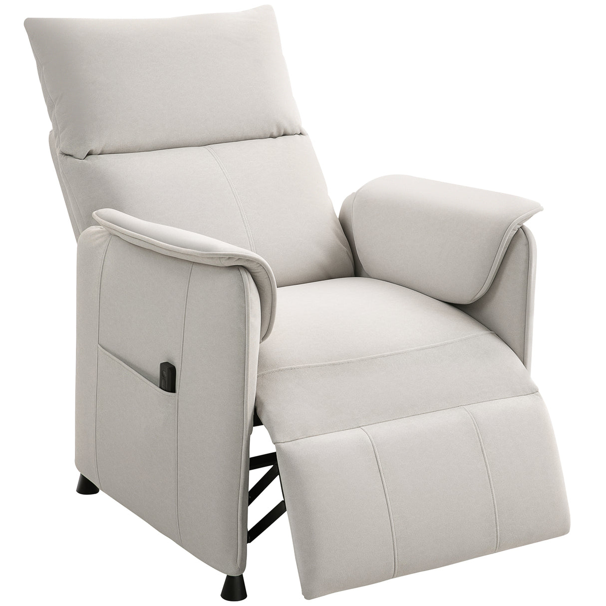 easycomfort easycomfort poltrona reclinabile elettrica con telecomando e poggiapiedi in tessuto effetto velluto 80x83x104 cm crema