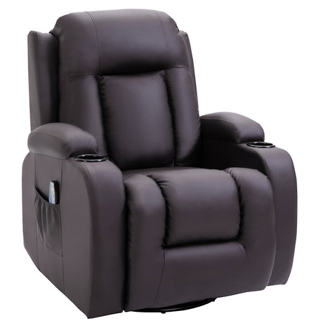 easycomfort easycomfort poltrona relax massaggiante e riscaldata con telecomando 85x94x104cm finta pelle marrone