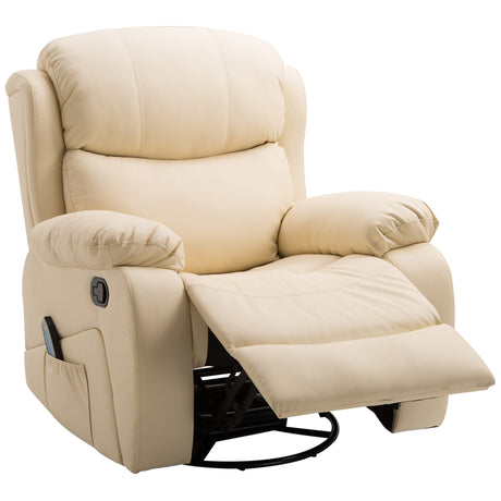 easycomfort easycomfort poltrona relax reclinabile beige con 8 punti massaggianti riscaldanti e poggiapiedi 97x92x104 cm