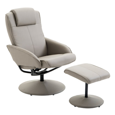easycomfort easycomfort poltrona relax reclinabile con pouf poggiapiedi abbinato e rivestimento in finta pelle 71x78x101cm grigia ean 8054144134468