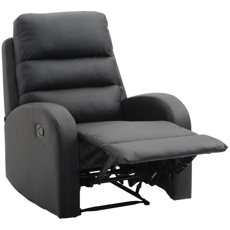easycomfort easycomfort poltrona relax reclinabile con seduta imbottita e poggiapiedi per casa e ufficio in pelle pu 80x91x102 cm nera ean 8055776911762