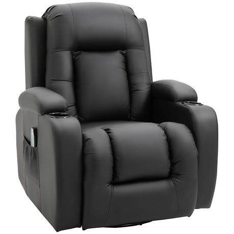 easycomfort easycomfort poltrona relax reclinabile fino 150 in finta pelle con 8 punti massaggio e riscaldamento nero
