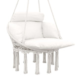 easycomfort easycomfort poltrona sospesa in stile boho con cuscino in acciaio cotone e poliestere 80x60x40 cm bianco crema