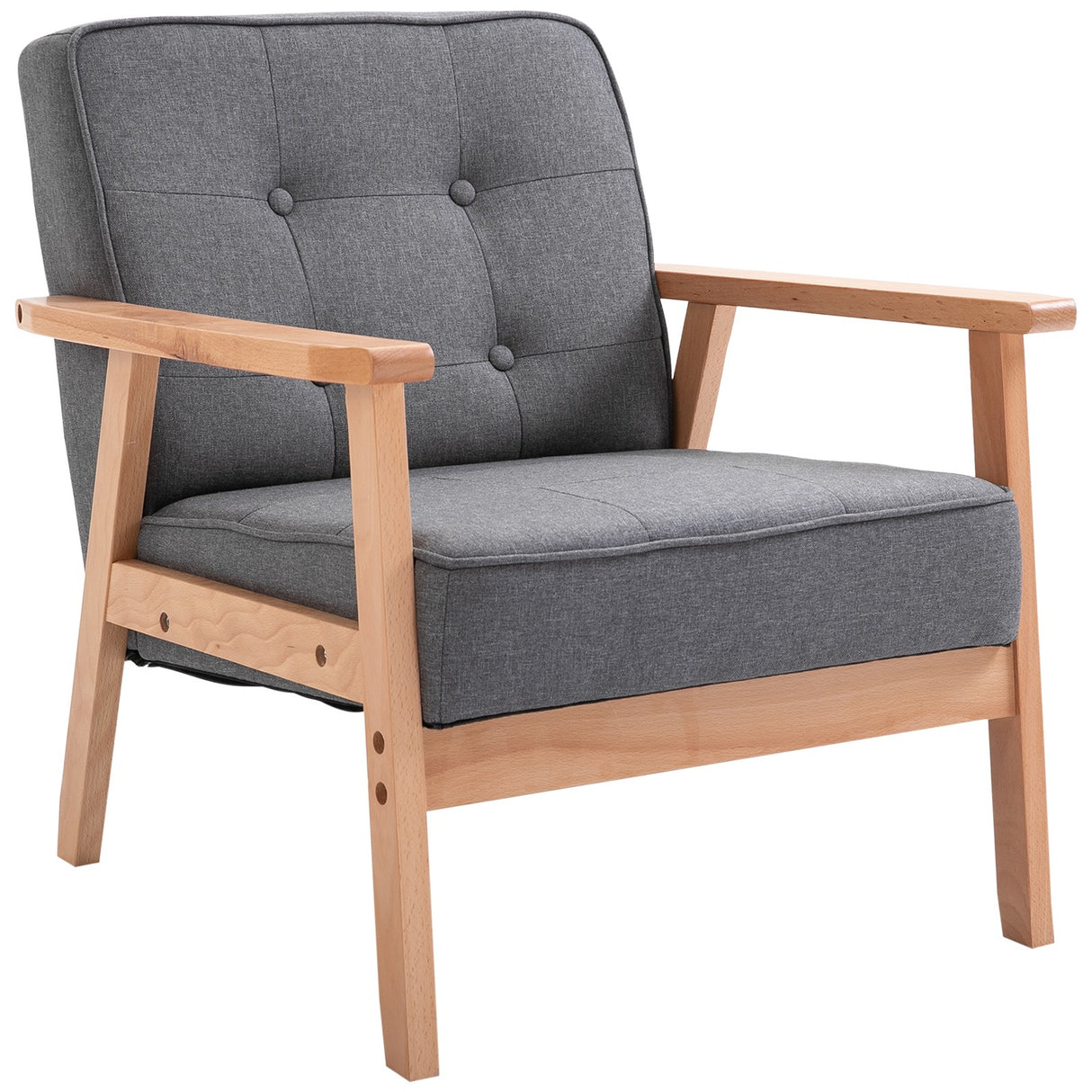 easycomfort easycomfort poltrona stile scandinavo imbottita e trapuntata a bottoni in tessuto e legno 64 5x70x74cm grigio ean 8055776913322