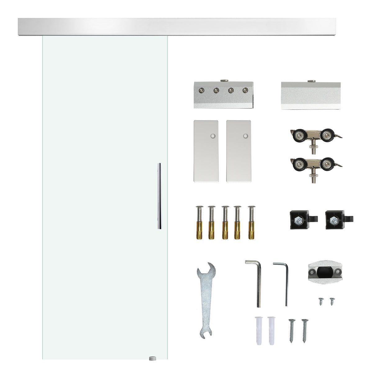 easycomfort easycomfort porta scorrevole in vetro trasparente con binario e maniglia in alluminio per bagno cucina studio 210x75x0 8cm ean 8054144133218