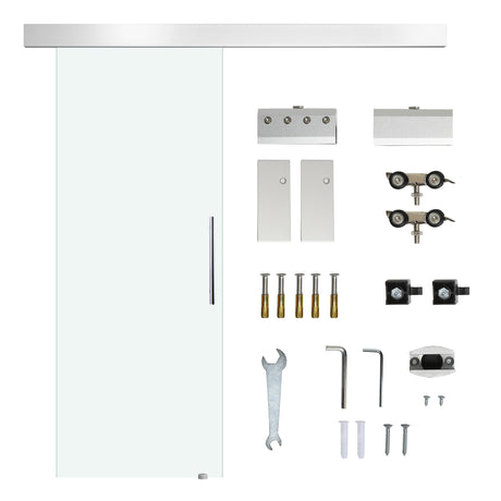 easycomfort easycomfort porta scorrevole in vetro trasparente con binario e maniglia in alluminio per bagno cucina studio 210x75x0 8cm ean 8054144133218