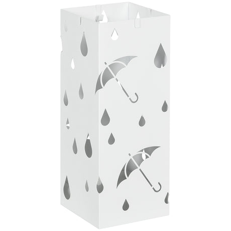 easycomfort easycomfort portaombrelli in metallo con 4 ganci e vaschetta raccogligocce 15 5x15 5x41cm bianco