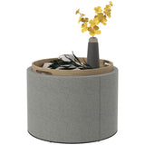 easycomfort easycomfort pouf contenitore effetto lino da 120 kg max con vassoio a ribalta in mdf 56x56x42 cm grigio