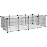 easycomfort easycomfort recinto per animali modulabile con 12 pannelli 35x35 cm e bordi arrotondati in metallo e abs 140x70x35 cm nero