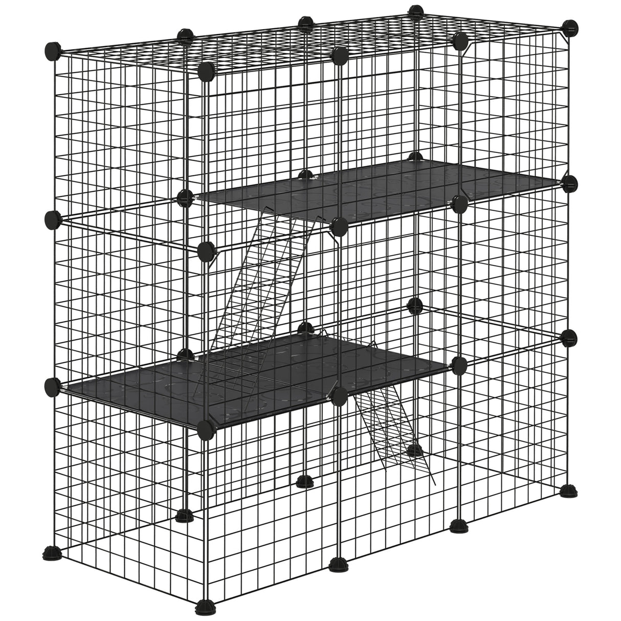easycomfort easycomfort recinto per animali modulabile con 31 pannelli 2 porte e 2 rampe in acciaio e pp 105x45x105 cm nero