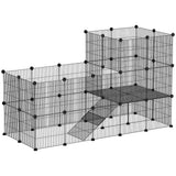 easycomfort easycomfort recinto per animali modulabile e multilivello con 39 pannelli in acciaio e pp 140x70x105 cm nero