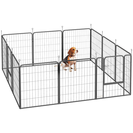 easycomfort easycomfort recinto per cani a 12 pannelli modulabili da 68x1 5x80cm in acciaio nero con porta di ingresso