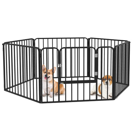 easycomfort easycomfort recinto per cani a 6 pannelli modulabili da interno ed esterno in acciaio 164x83x60 cm nero