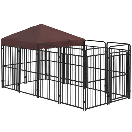easycomfort easycomfort recinto per cani da esterno in metallo con tetto 282x141x159cm marrone